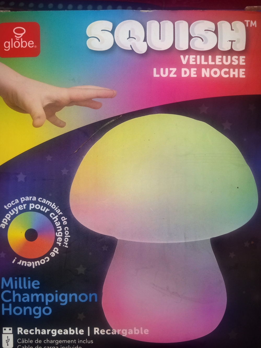 Globe Squish Multicolor Mushroom Night Light